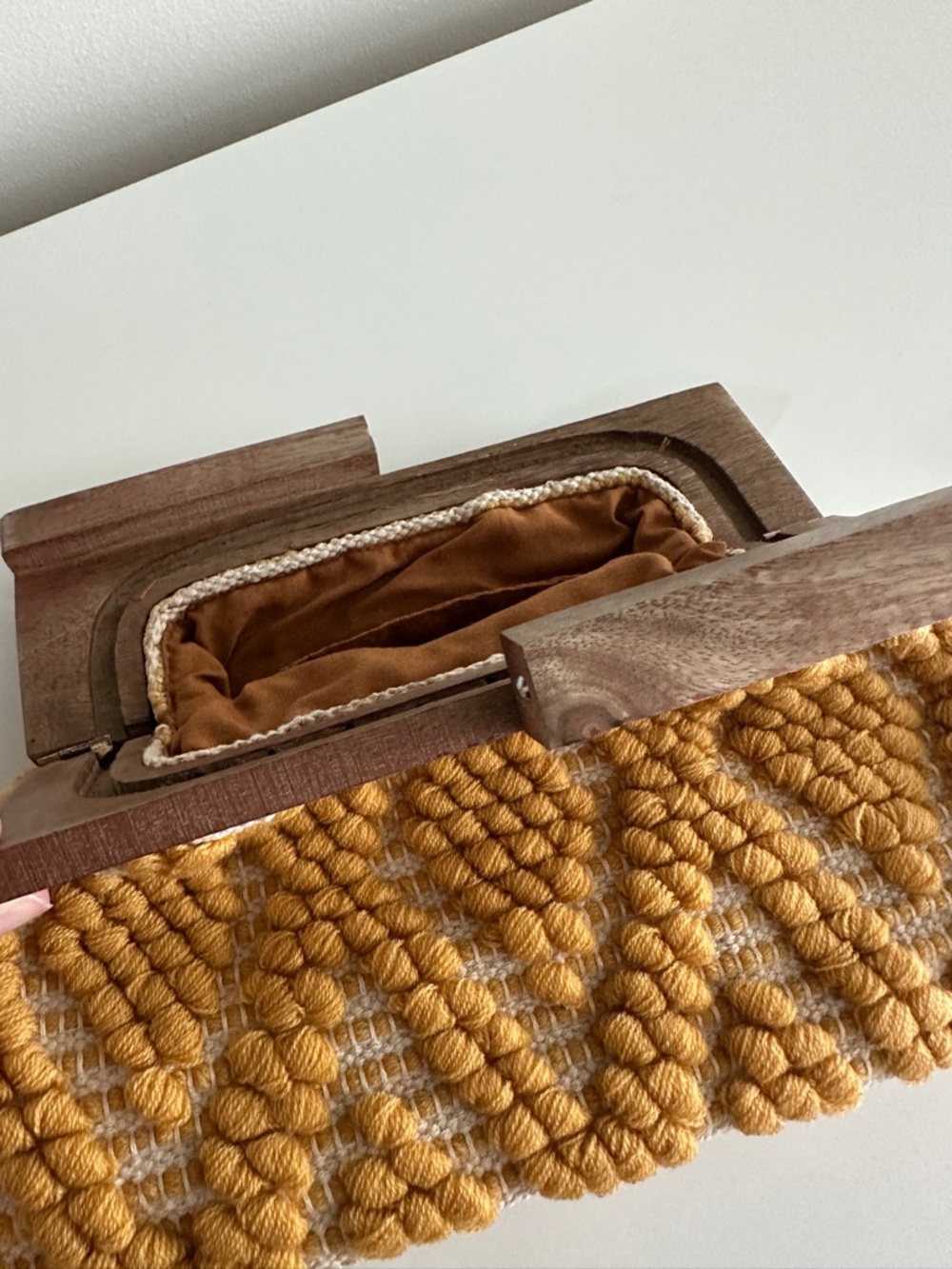Textured Mustard Yellow Macramé Clutch - Picture 4 of 4